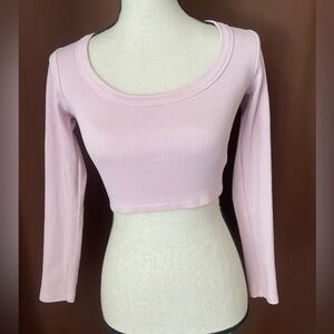 Glassons 95% Organic Cotton Sustainable crop top ribbed stretch long sleeve S